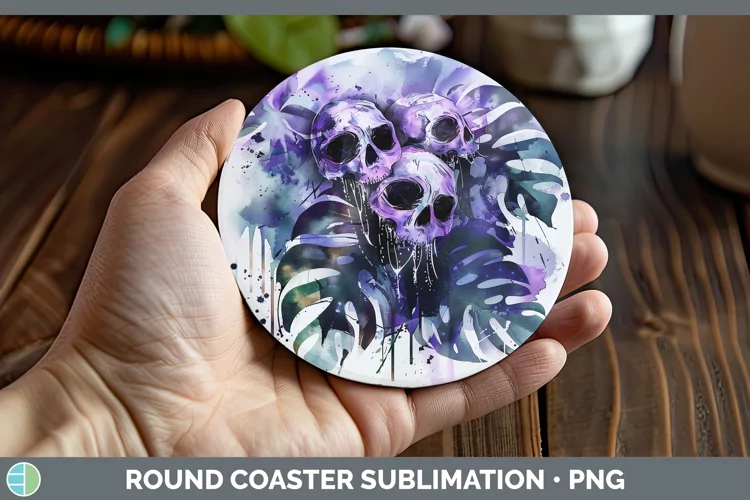 Gothic Monstera Round Coaster Sublimation Coaster Designs