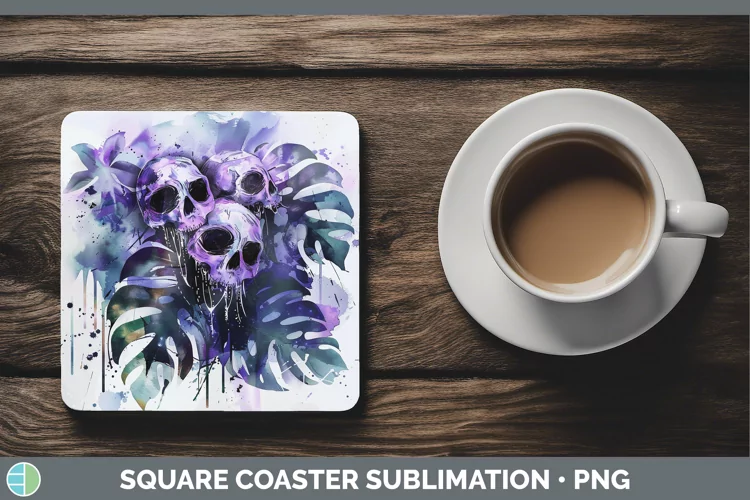 Gothic Monstera Square Coaster Sublimation Coaster Designs