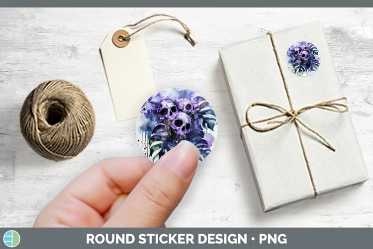 Gothic Monstera Stickers | Round Labels Designs
