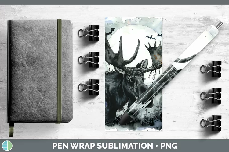 Gothic Moose Pen Wrap Sublimation Epoxy Pen Designs