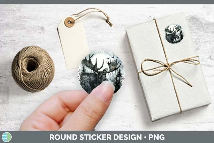 Gothic Moose Stickers | Round Labels Designs
