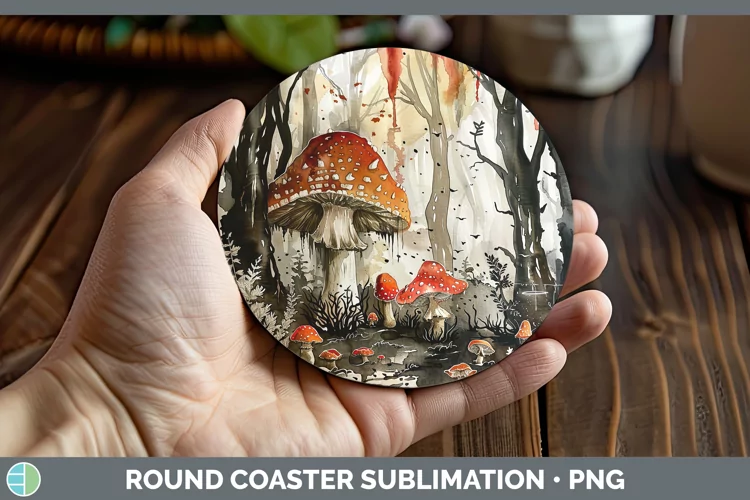 Gothic Mushroom Round Coaster Sublimation Coaster Designs