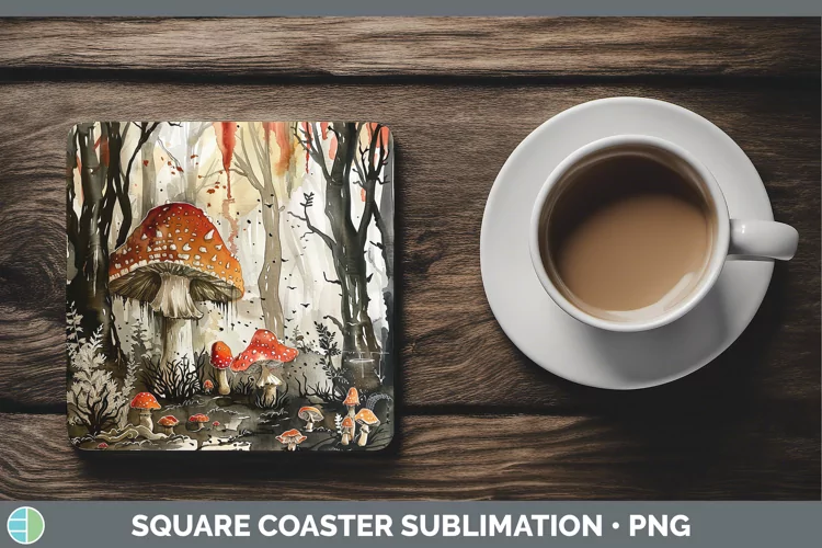 Gothic Mushroom Square Coaster Sublimation Coaster Designs