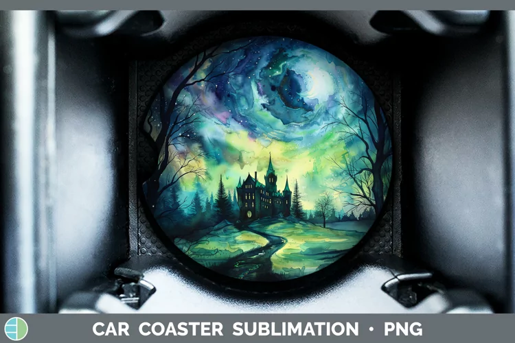 Gothic Northern Lights Car Coaster Sublimation Coaster Desig
