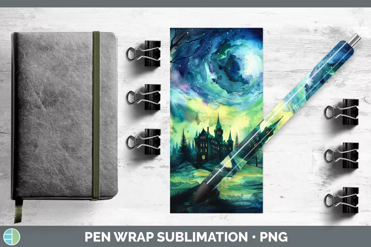 Gothic Northern Lights Pen Wrap Sublimation Epoxy Pen Design