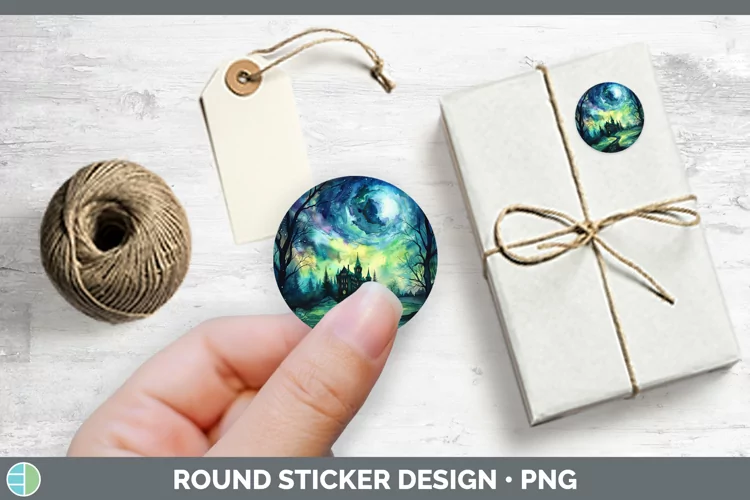 Gothic Northern Lights Stickers | Round Labels Designs