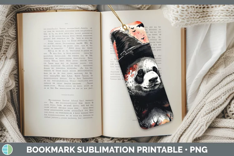 Gothic Panda Bookmark Sublimation Printable Designs