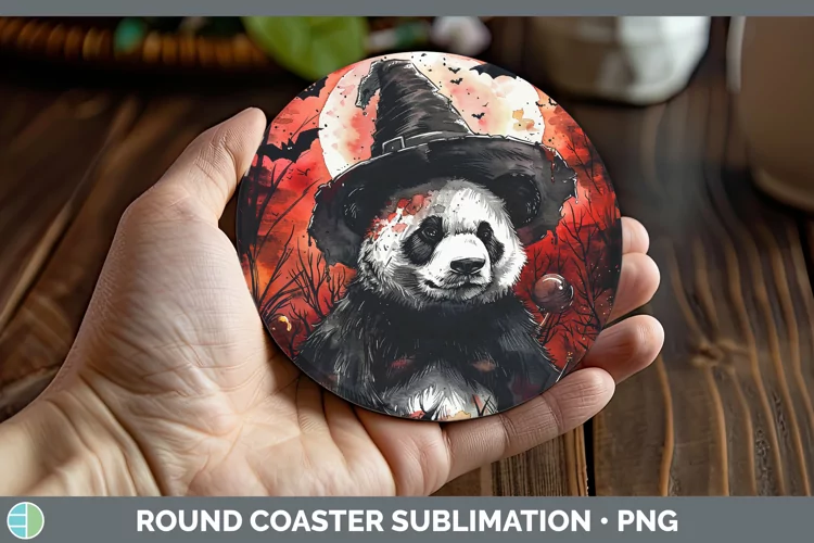Gothic Panda Round Coaster Sublimation Coaster Designs