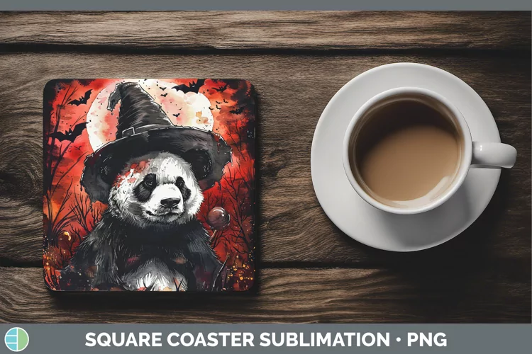 Gothic Panda Square Coaster Sublimation Coaster Designs