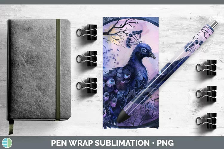 Gothic Peacock Pen Wrap Sublimation Epoxy Pen Designs