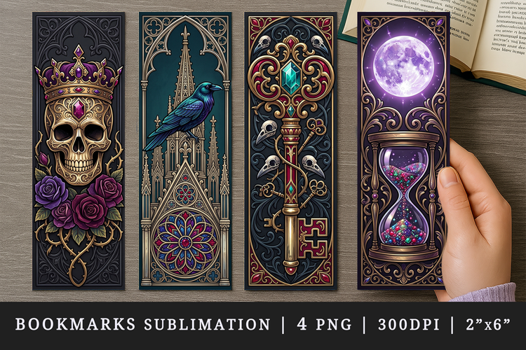 Gothic bookmarks printable sublimation bookmark design