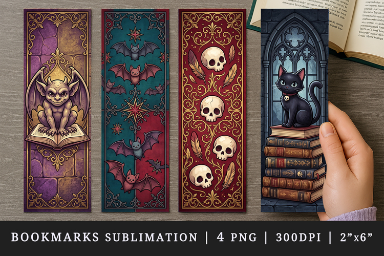 Gothic bookmarks printable sublimation bookmark design