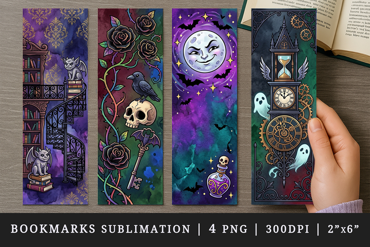 Gothic bookmarks printable sublimation bookmark design