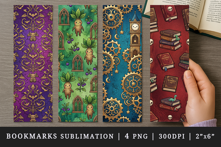 Gothic bookmarks printable sublimation bookmark design