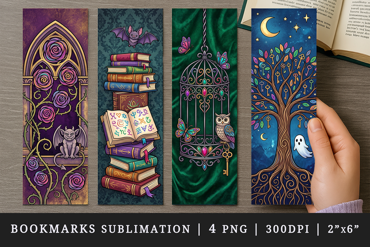 Gothic bookmarks printable sublimation bookmark design