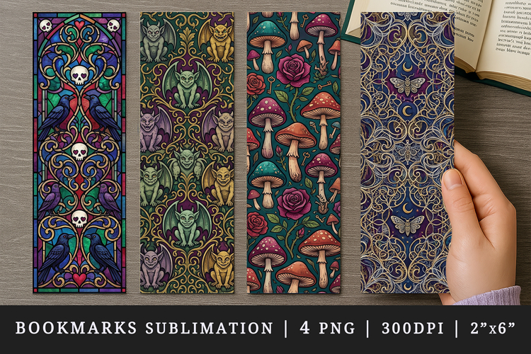 Gothic bookmarks printable sublimation bookmark design