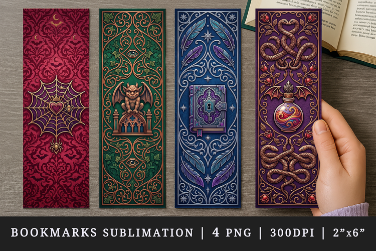 Gothic bookmarks printable sublimation bookmark design