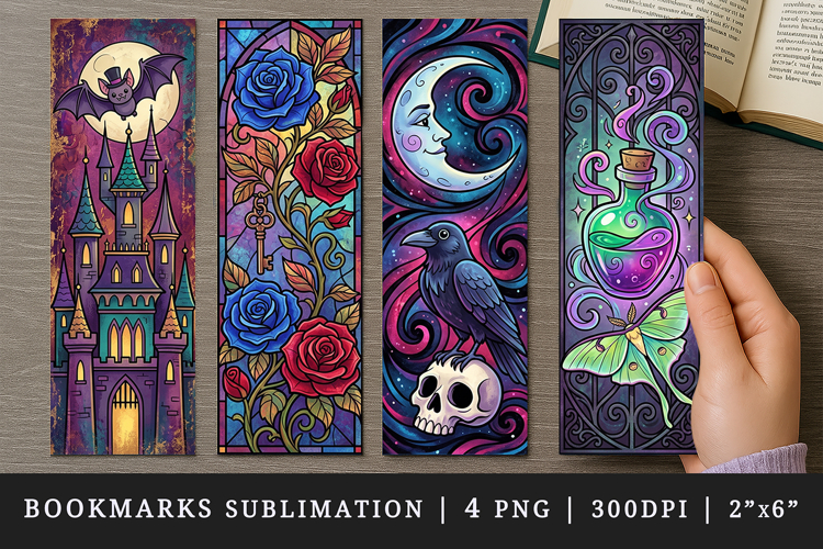 Gothic bookmarks printable sublimation bookmark design