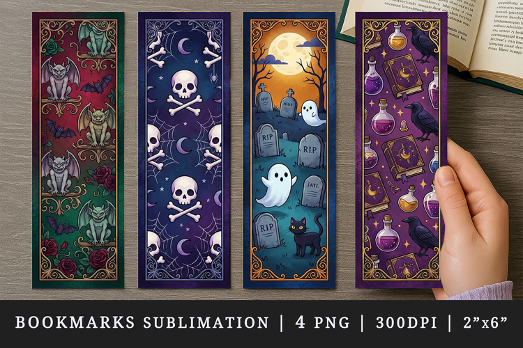 Gothic bookmarks printable sublimation bookmark design example image 1