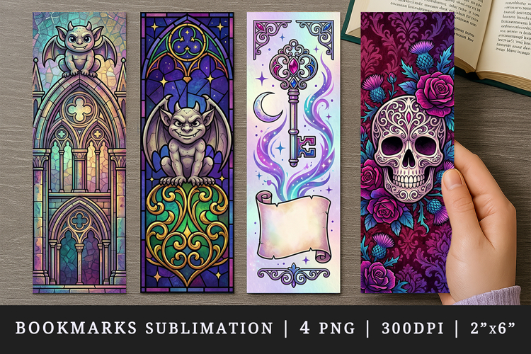 Gothic bookmarks printable sublimation bookmark design