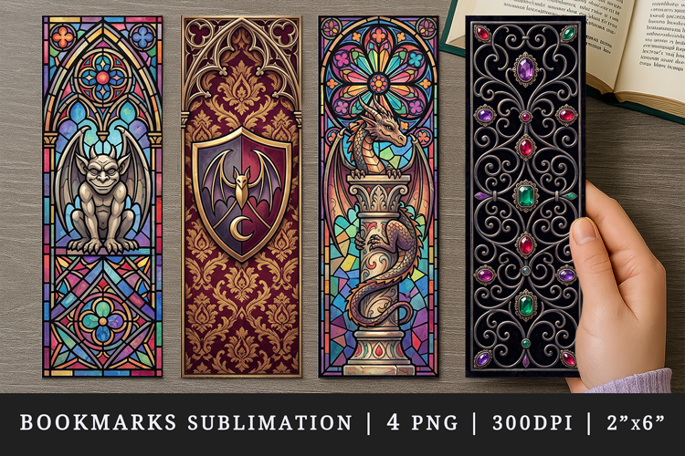 Gothic bookmarks printable sublimation bookmark design