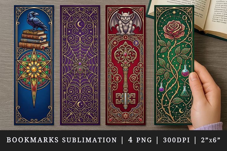 Gothic bookmarks printable sublimation bookmark design