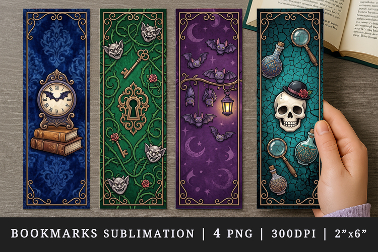 Gothic bookmarks printable sublimation bookmark design