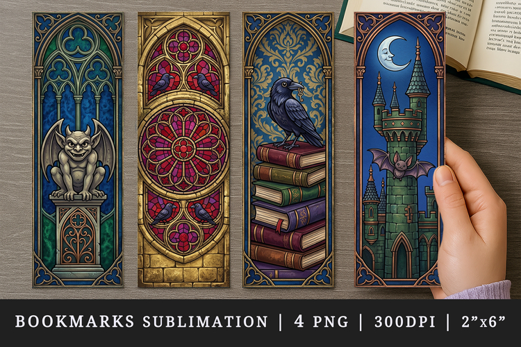 Gothic bookmarks printable sublimation bookmark design
