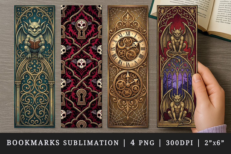 Gothic bookmarks printable sublimation bookmark design