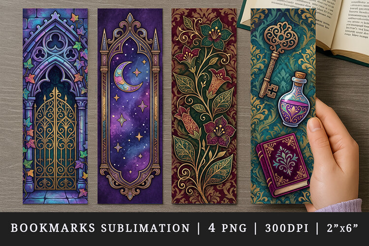 Gothic bookmarks printable sublimation bookmark design example image 1