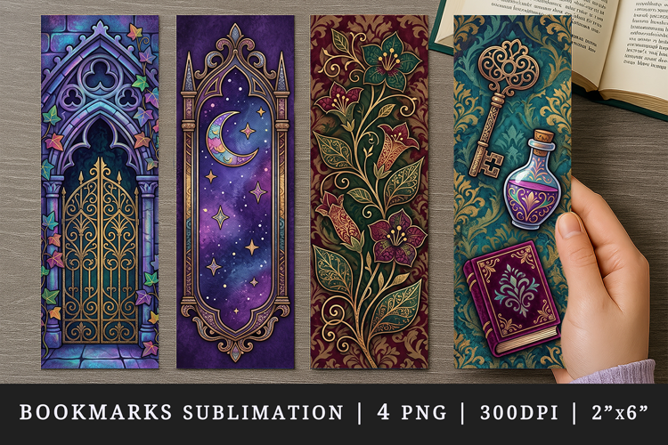 Gothic bookmarks printable sublimation bookmark design