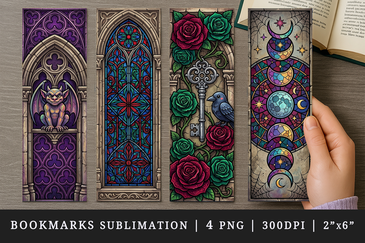 Gothic bookmarks printable sublimation bookmark design