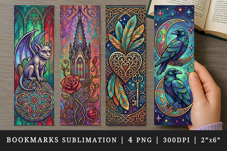 Gothic bookmarks printable sublimation bookmark design