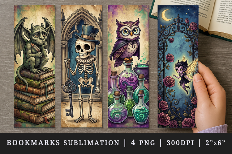 Gothic bookmarks printable sublimation bookmark design