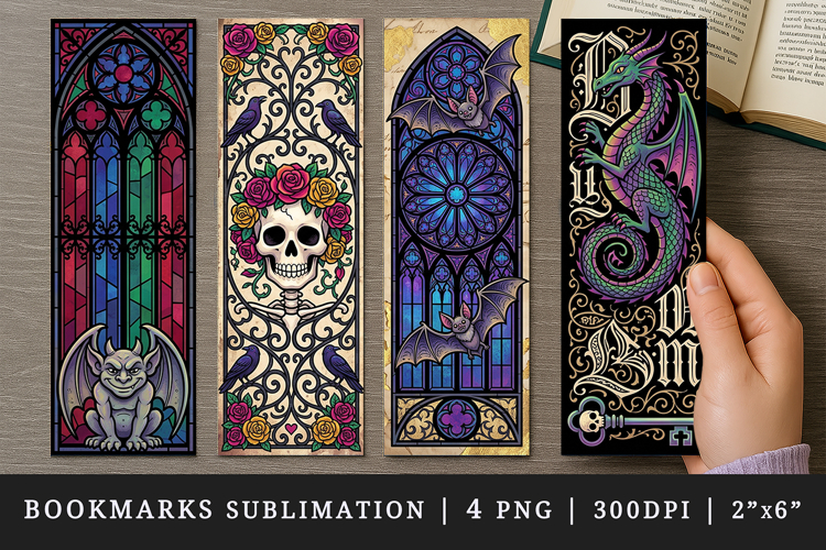 Gothic bookmarks printable sublimation bookmark design