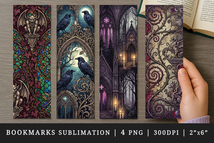 Gothic bookmarks printable sublimation bookmark design