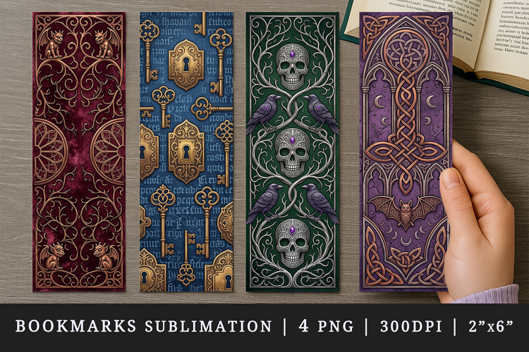 Gothic bookmarks printable sublimation bookmark design