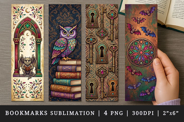 Gothic bookmarks printable sublimation bookmark design