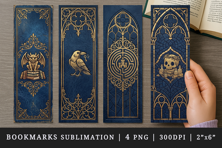 Gothic bookmarks printable sublimation bookmark design