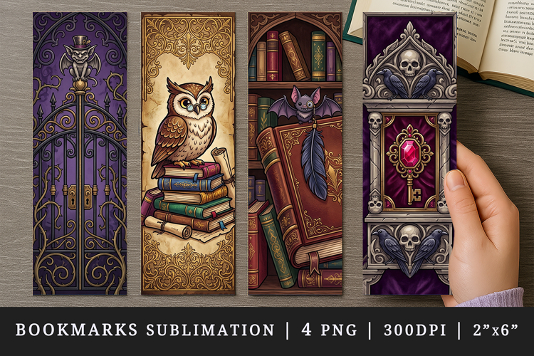 Gothic bookmarks printable sublimation bookmark design