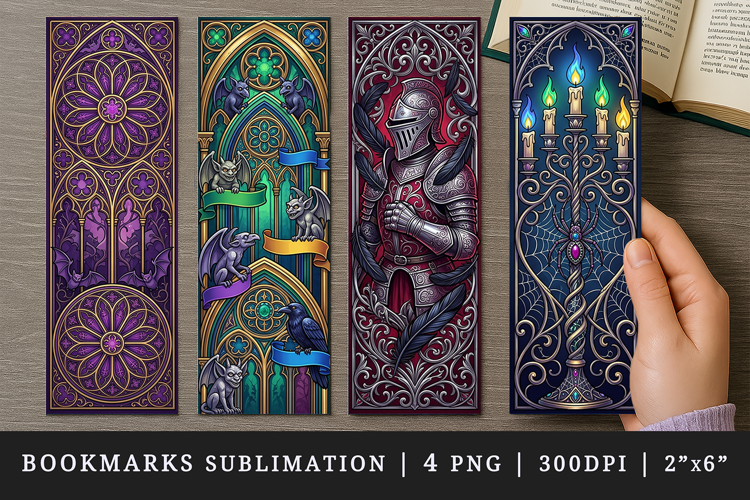 Gothic bookmarks printable sublimation bookmark design