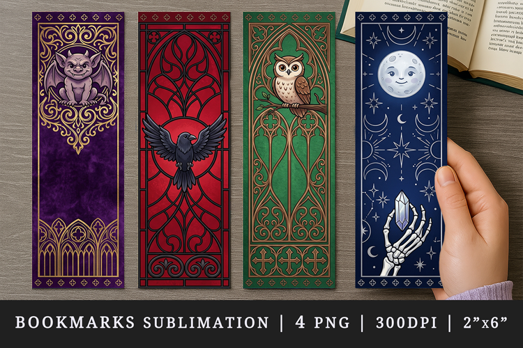 Gothic bookmarks printable sublimation bookmark design