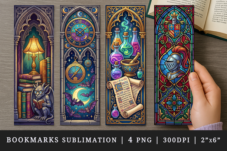 Gothic bookmarks printable sublimation bookmark design