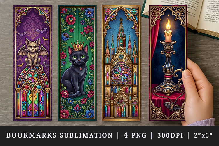 Gothic bookmarks printable sublimation bookmark design