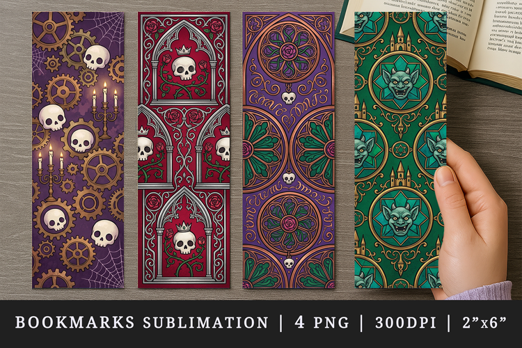 Gothic bookmarks printable sublimation bookmark design
