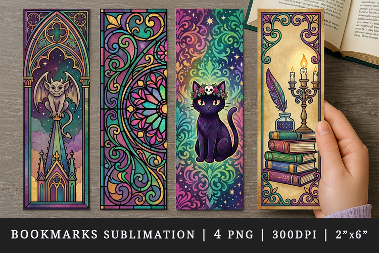 Gothic bookmarks printable sublimation bookmark design example image 1