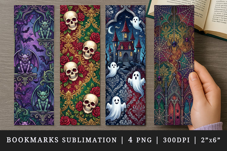 Gothic bookmarks printable sublimation bookmark design