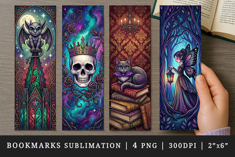 Gothic bookmarks printable sublimation bookmark design