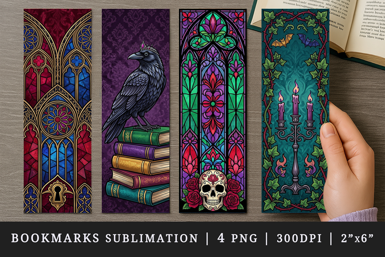 Gothic bookmarks printable sublimation bookmark design
