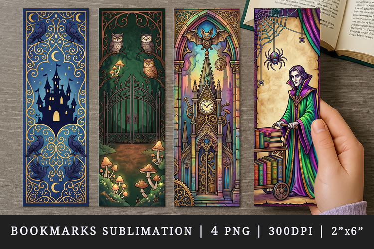 Gothic bookmarks printable sublimation bookmark design